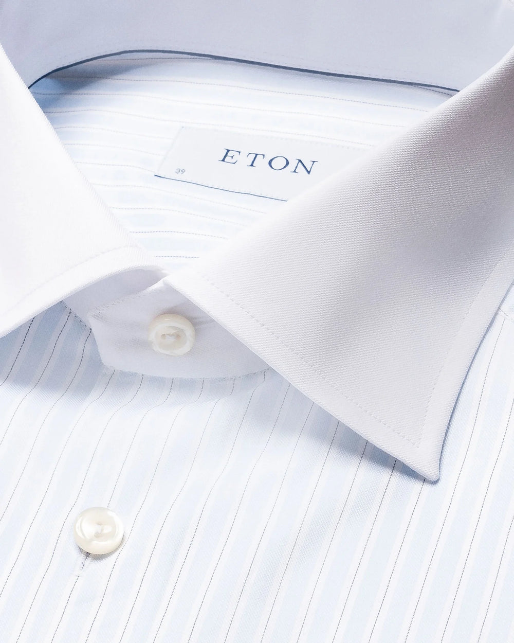 Eton "Fridayshirt" - Lyseblå og hvid stribet med hvid krave