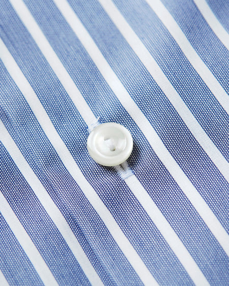 Eton "Fridayshirt" - Blå og Hvid stribet med Hvid krave