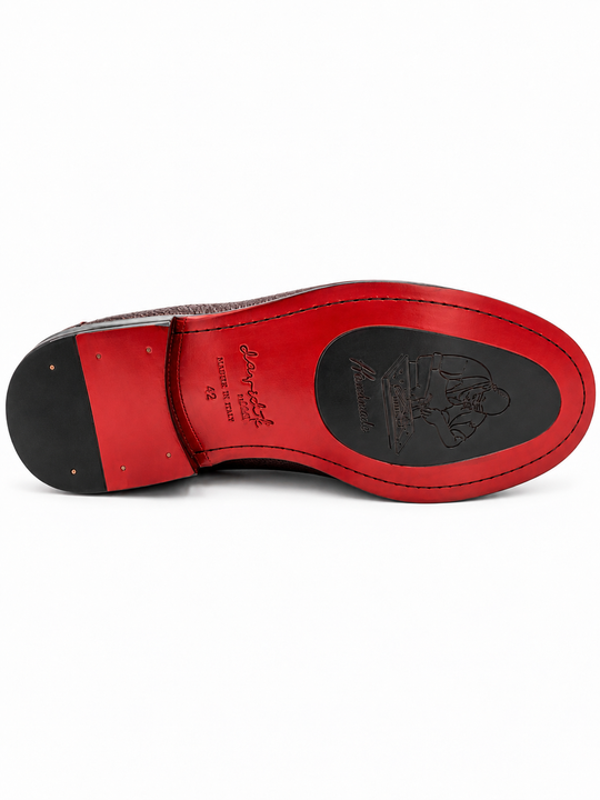 Bordeaux loafer med rulam, guld spænde og tassels - By David K