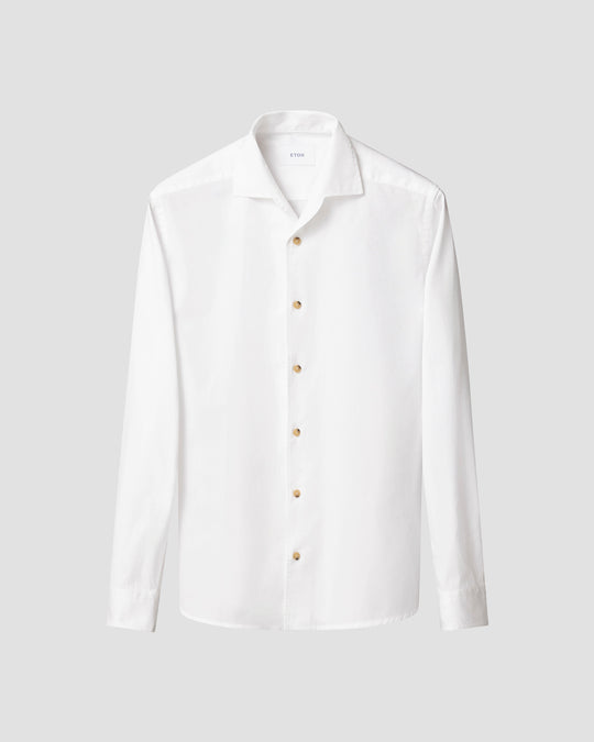 hvid garment washed twill shirt fra eton - casual fit