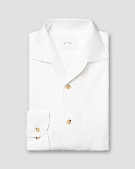 hvid garment washed twill shirt fra eton - casual fit