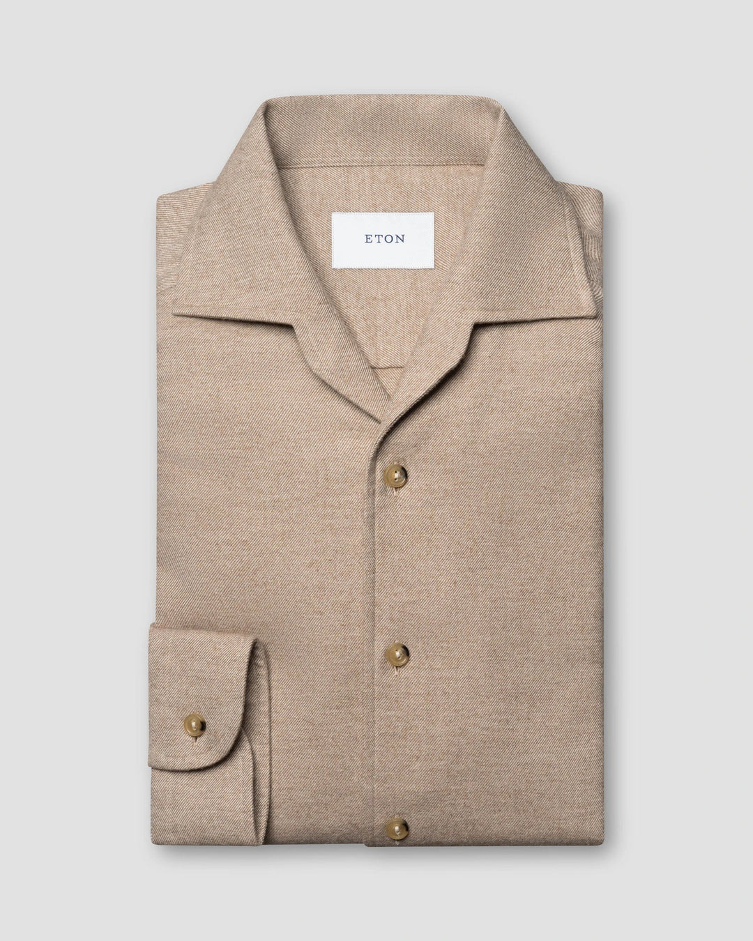 beige Solid Flannel Shirt fra eton - casual fit
