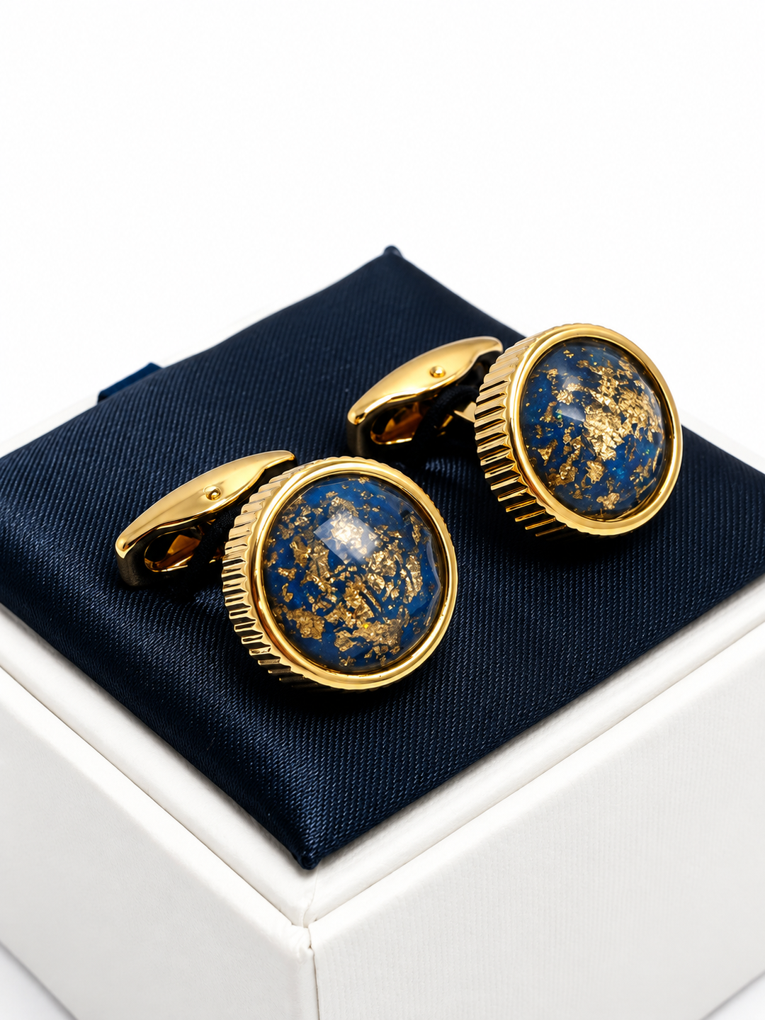 Cufflinks "ROUND BLACK" in silver/black