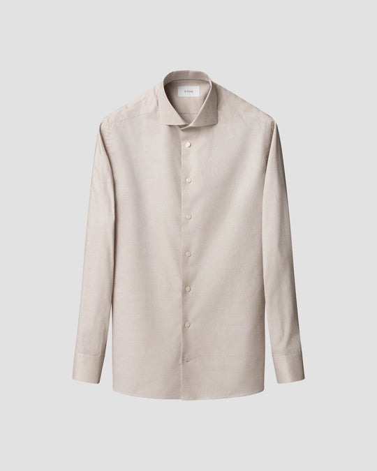 sand/beige Solid Signature Oxford Shirt fra eton - slim fit