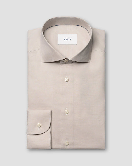 sand/beige Solid Signature Oxford Shirt fra eton - slim fit