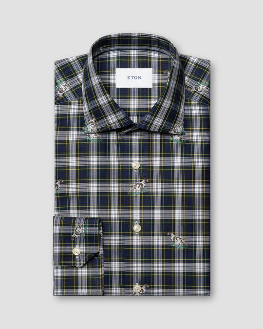 Bird Dog Fil Coupé Shirt i tern  - eton i slim fit