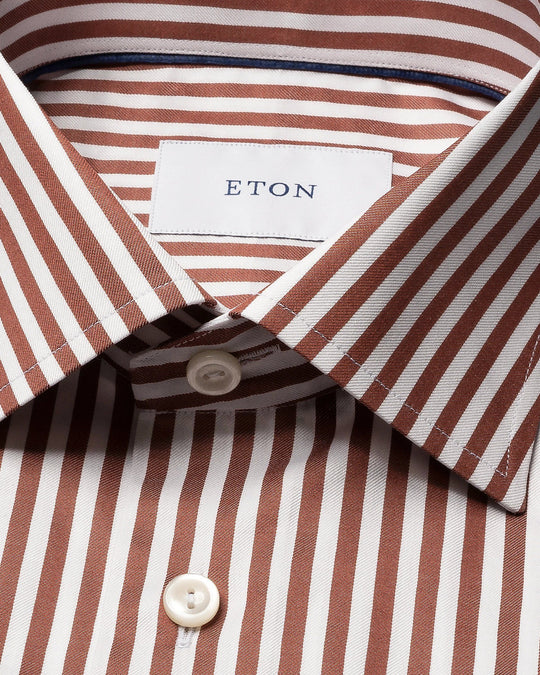 rød/hvid Bengal Striped Signature Twill Shirt fra eton - slim fit