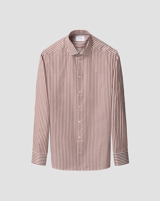 rød/hvid Bengal Striped Signature Twill Shirt fra eton - slim fit