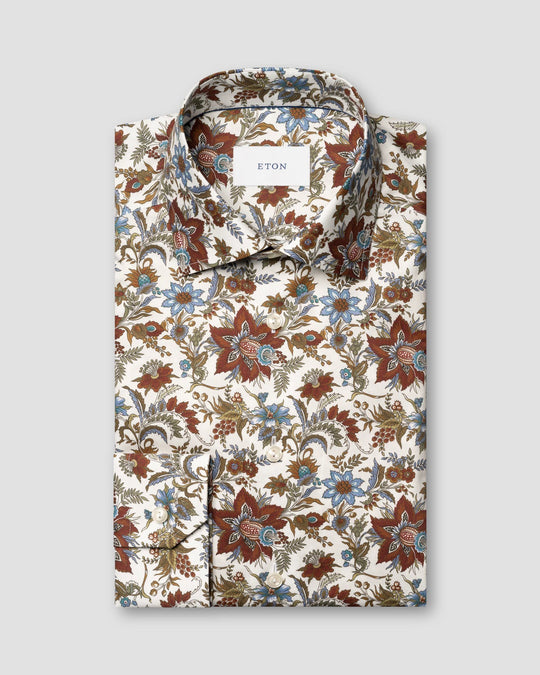 større Floral Print Signature Twill Shirt fra eton -slim fit