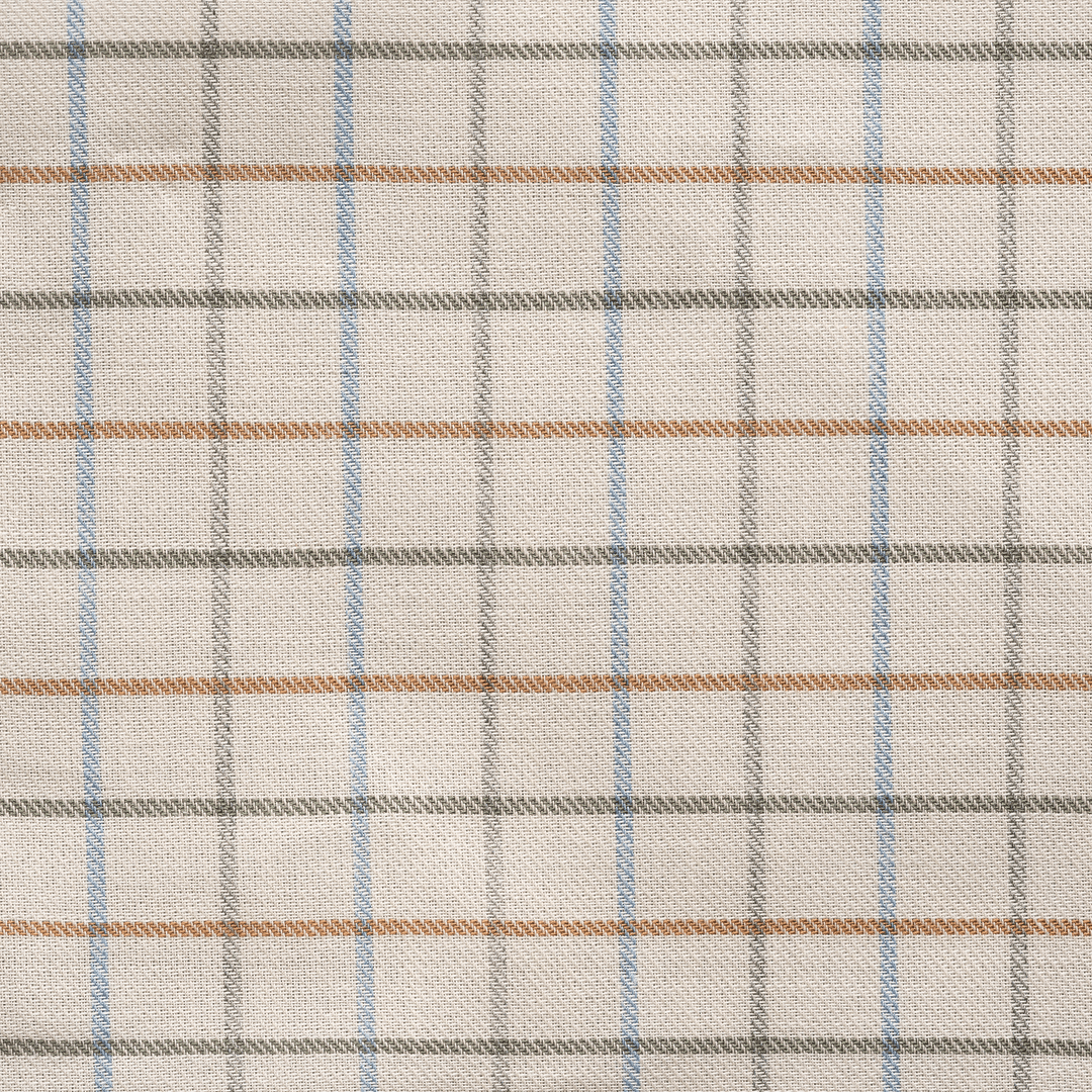 Beige Eton skjorte i tern og beige med cutaway krave