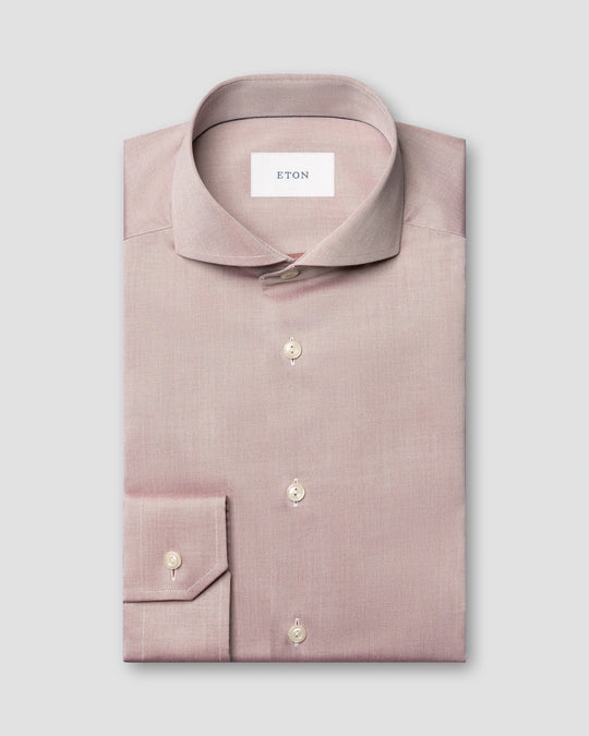 Solid Signature Twill eton herreskjorte i svag lyserød