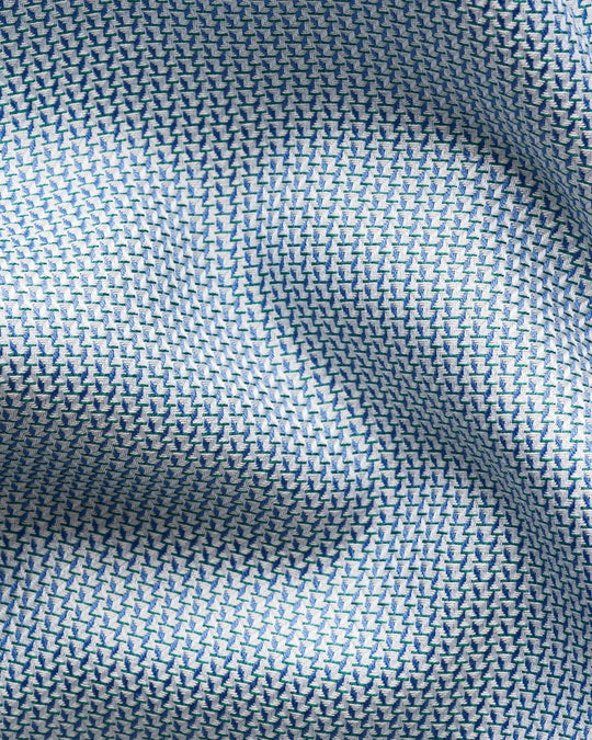 Eton blå/grøn semi solid skjorte med cutaway krave