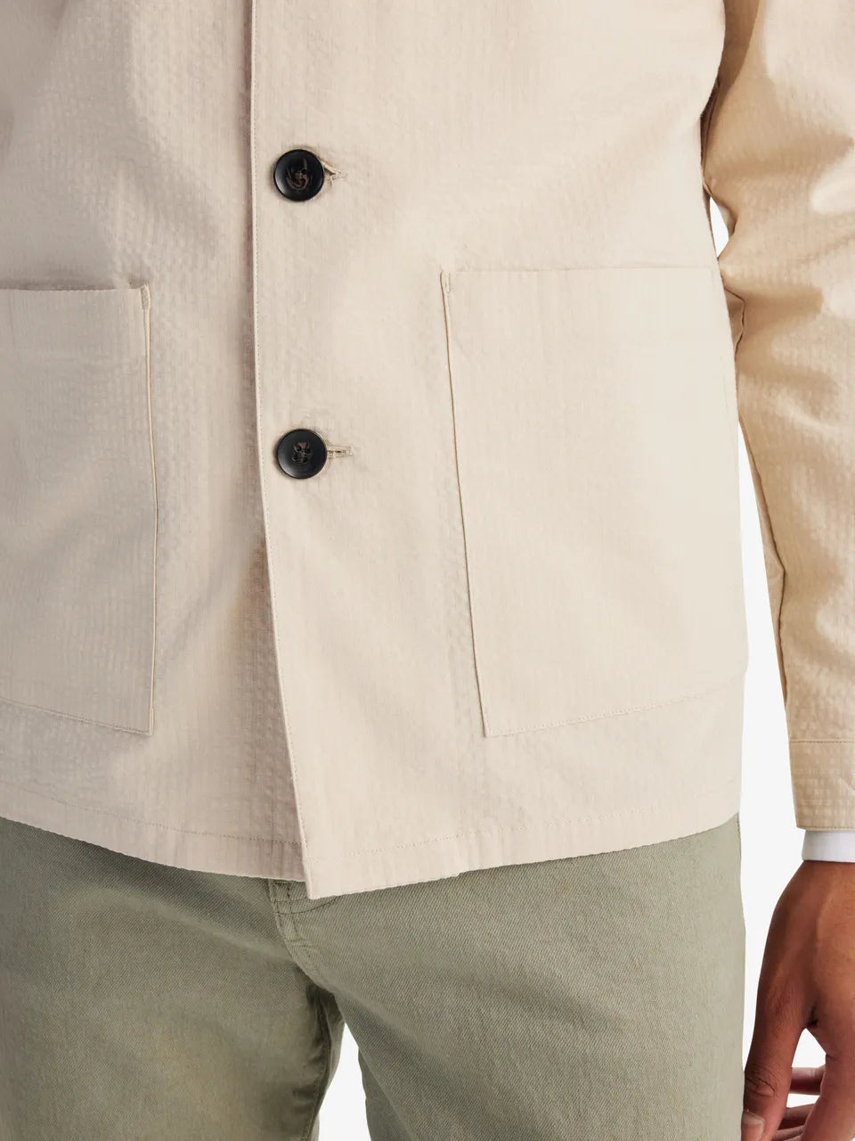 Seersucker Overshirt - Beige