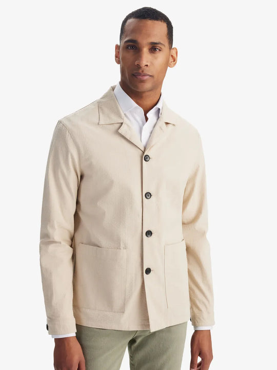 Seersucker Overshirt - Beige