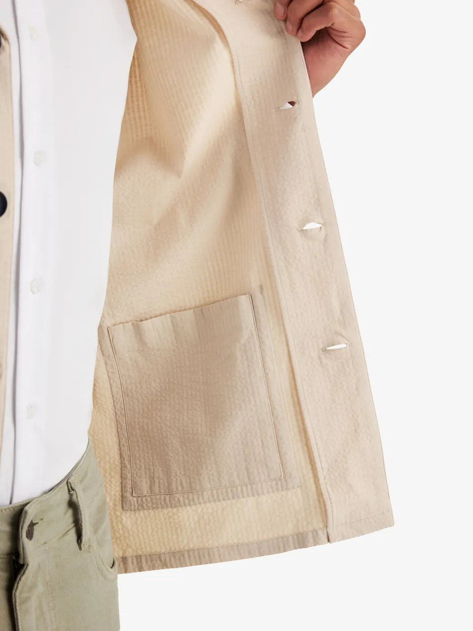 Seersucker Overshirt - Beige