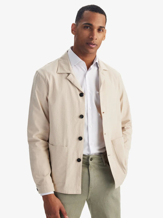 Seersucker Overshirt - Beige