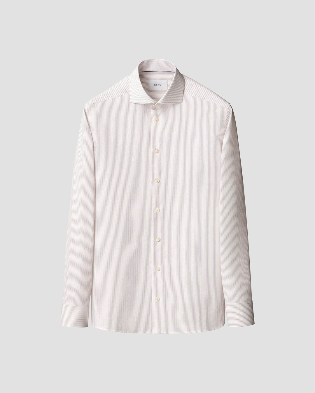 Brun/rødlige Finstribet twill skjorte