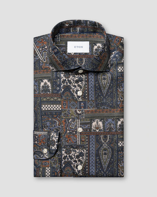 Skjorte med Patchwork-Print i Flannel