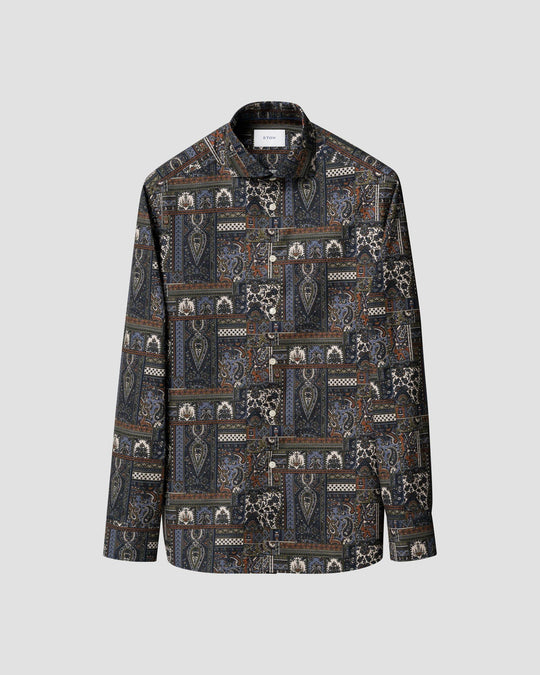 Skjorte med Patchwork-Print i Flannel