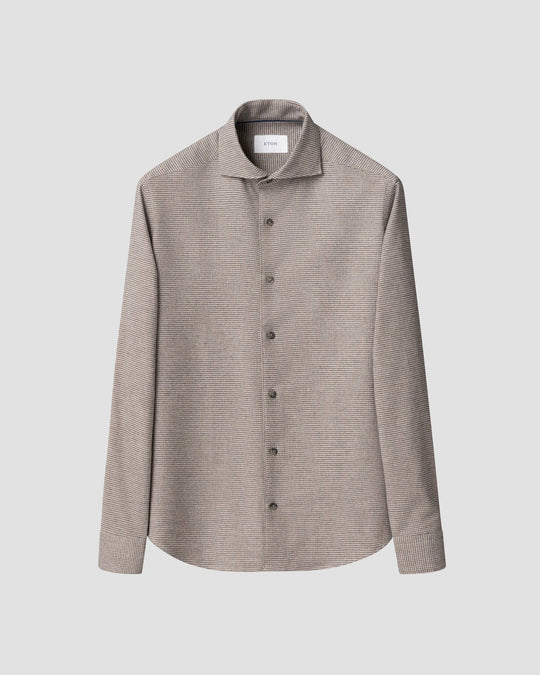 Gråbrun Ternet Houndstooth Flannels Skjorte i Casual Fit