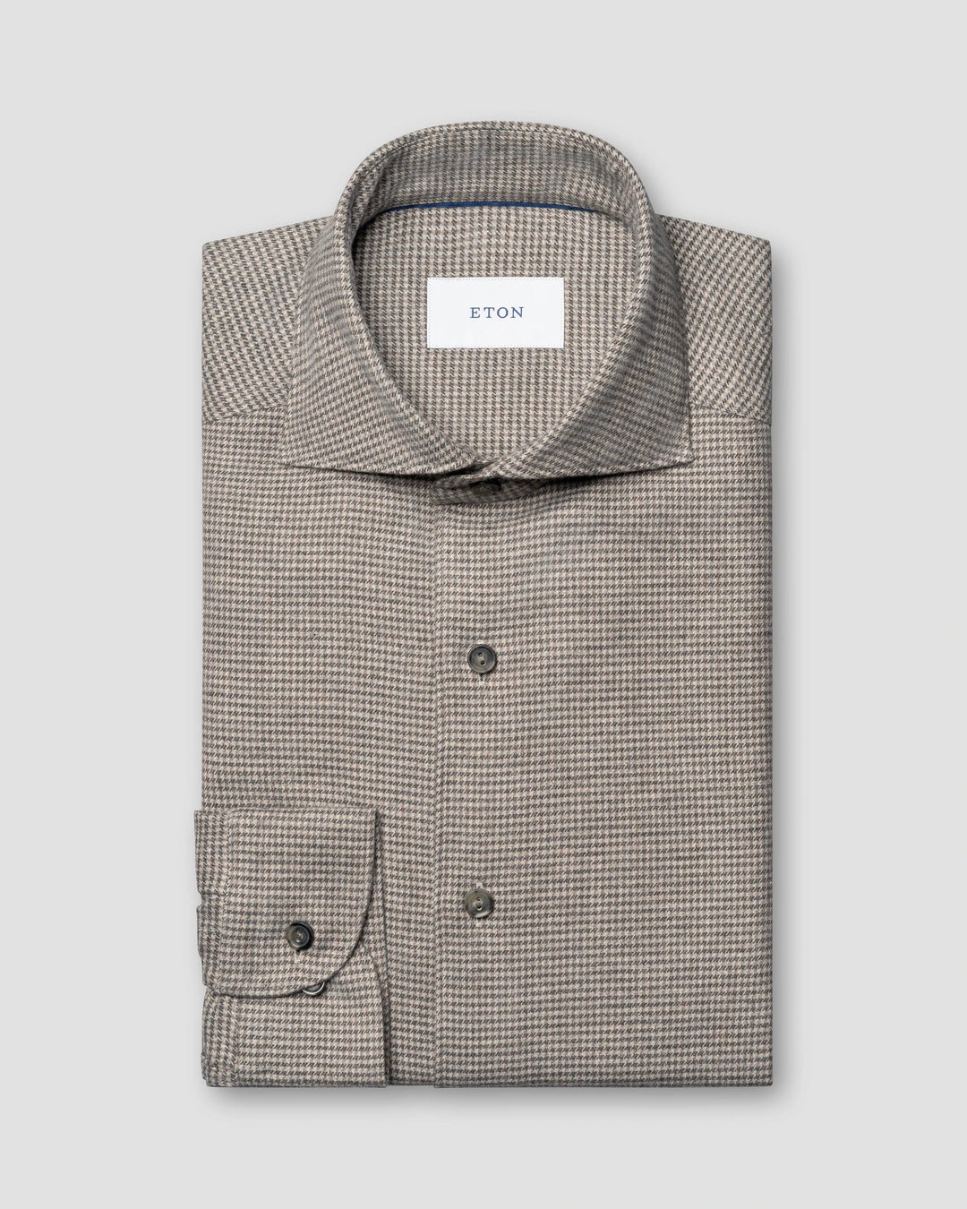 Gråbrun Ternet Houndstooth Flannels Skjorte i Casual Fit