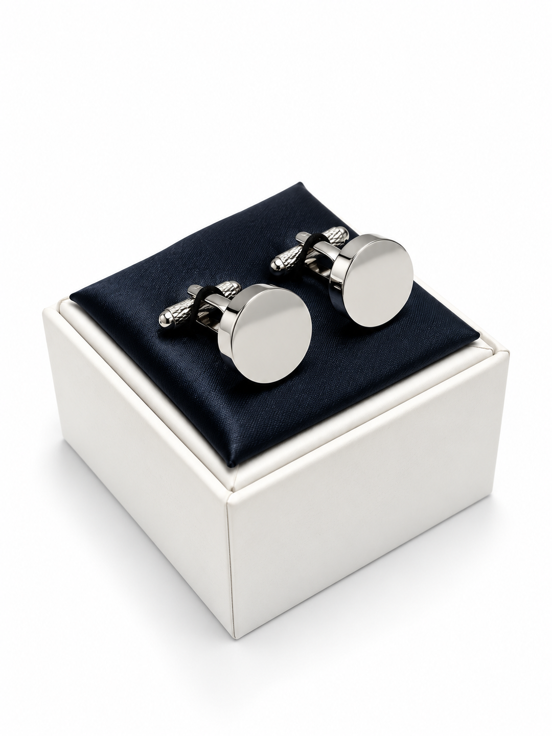 Cufflinks "ROUND BLACK" in silver/black