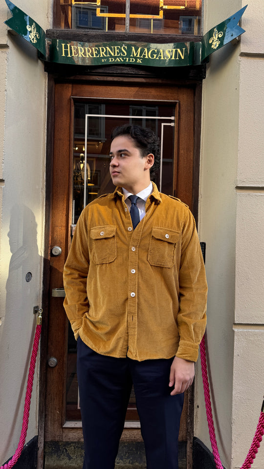 fløjels overshirtskjortre 100% bomuld i gul