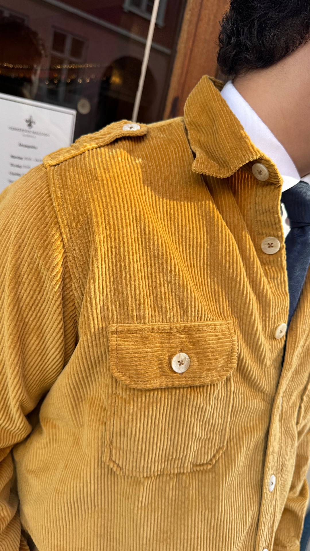 fløjels overshirtskjortre 100% bomuld i gul