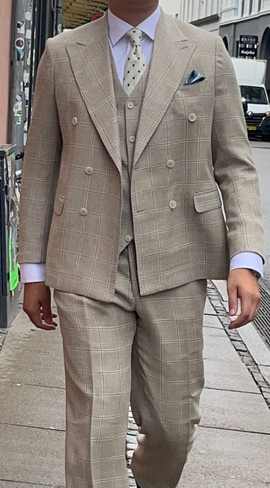 Dobbeltraddet Jakkesæt SHELBY GT - Beige/Tern/Oliveira