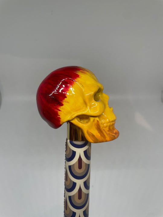 skohorn lang - yellow flames skull
