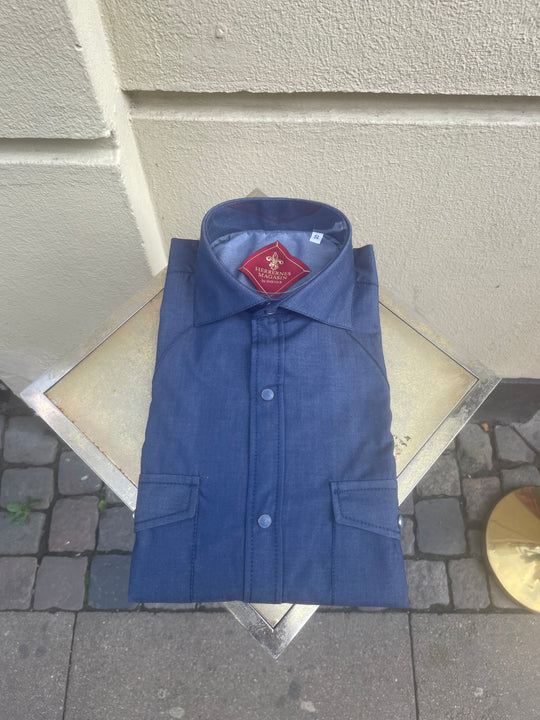cowboyskjorte 100% bomuld med perleknap