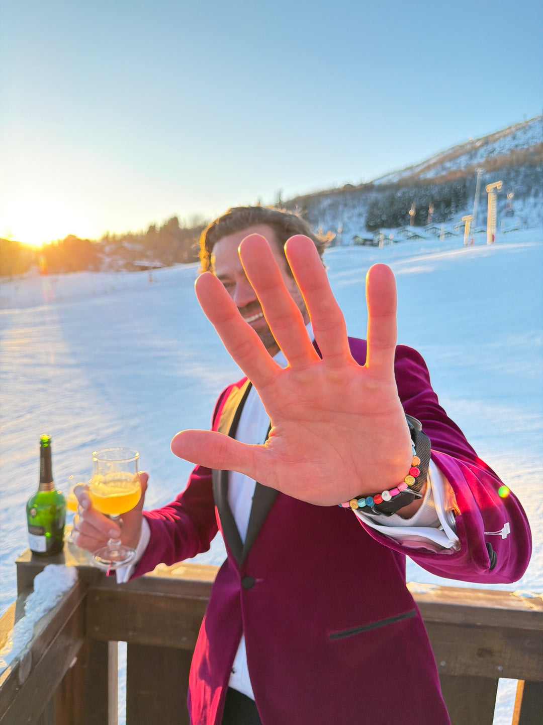 Velour Herrejakke Smokingjakke Magenta Spidsrevers