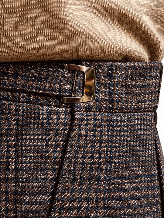 Navy og gråt herrerjakkesæt i houndstooth