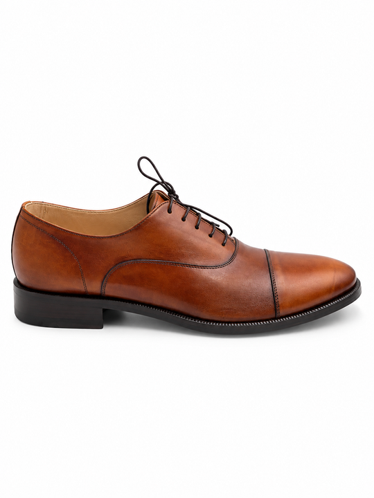 Cognac oxford captoe sko i kænguruskind