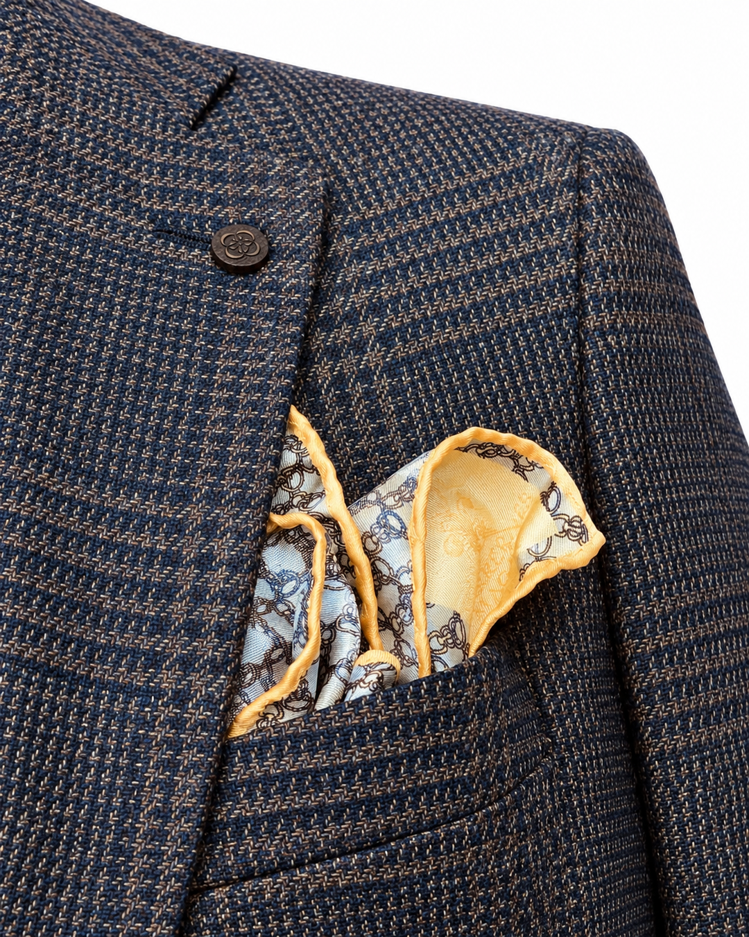 Navy og gråt herrerjakkesæt i houndstooth