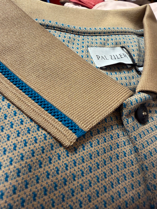 Pal Zileri Polo in brown with turquoise pattern