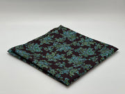 Pocketsquare i brun med paisley i mint