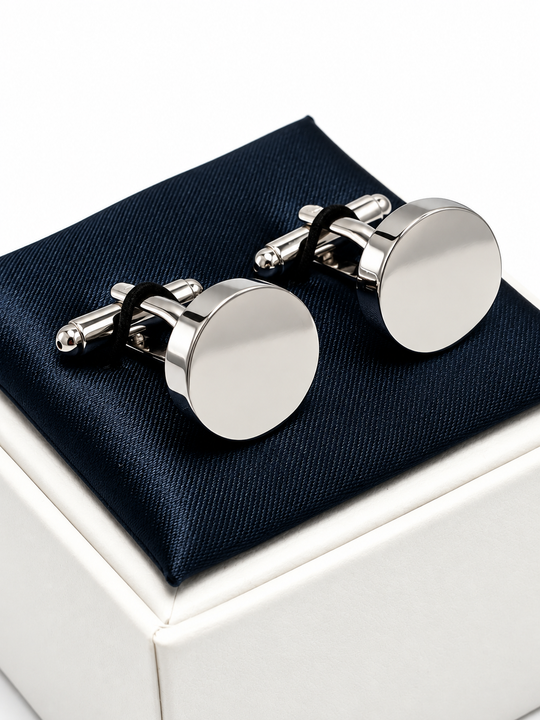 Cufflinks "ROUND BLACK" in silver/black