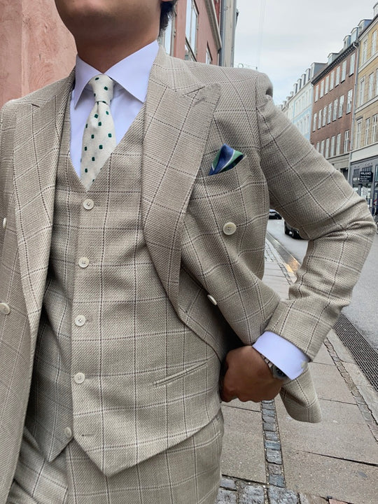 Dobbeltraddet Jakkesæt SHELBY GT - Beige/Tern/Oliveira