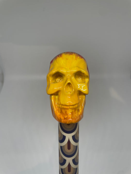 skohorn lang - yellow flames skull