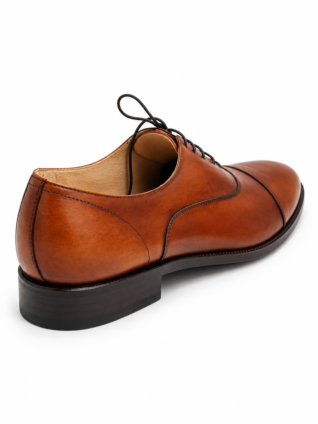 Cognac oxford captoe sko i kænguruskind