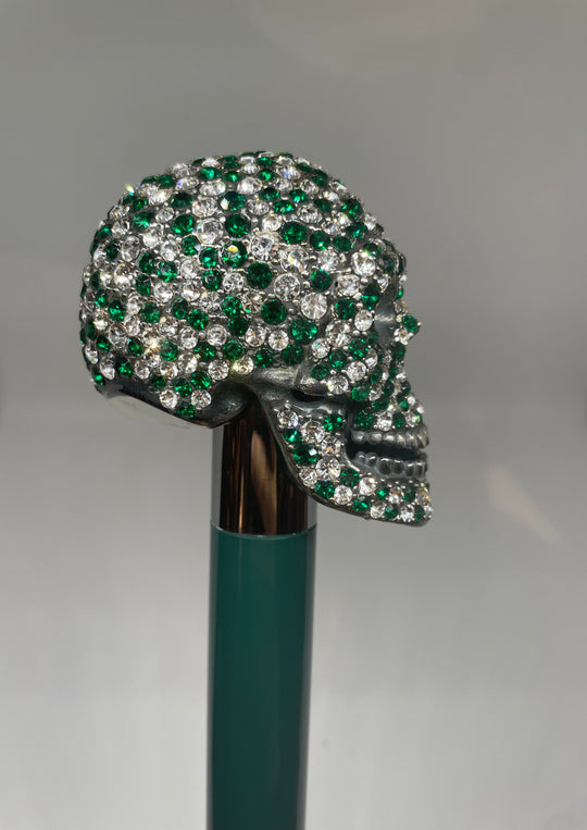 skohorn lang - green/silver skull diamont