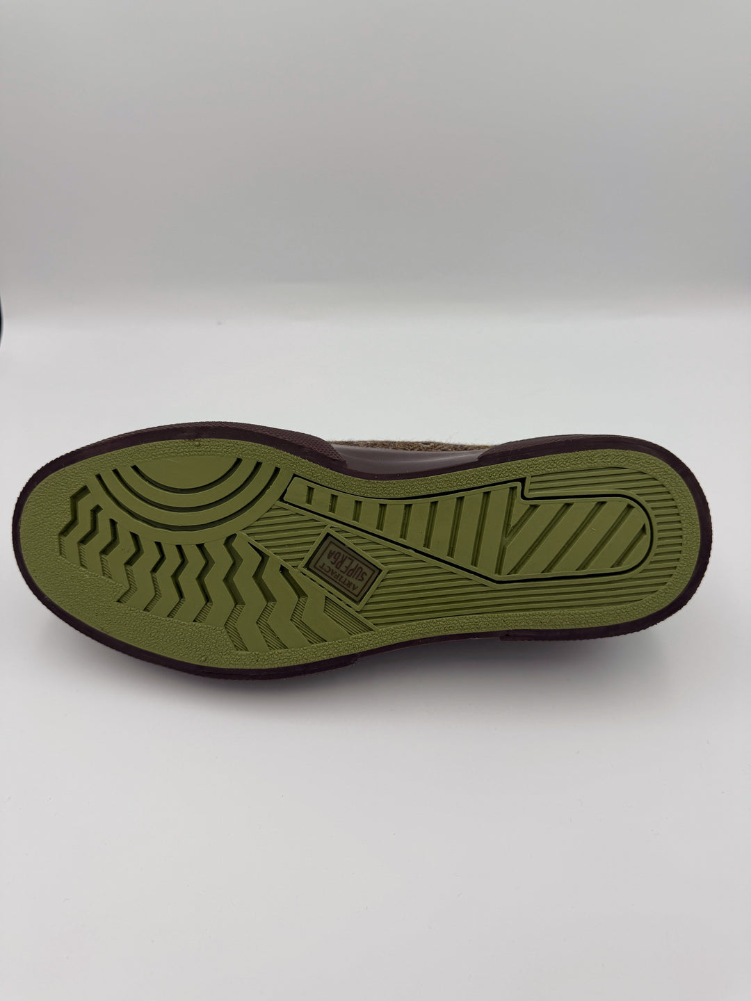Brun patchwork herrersneaker i uld-tweed med sildebensmønster