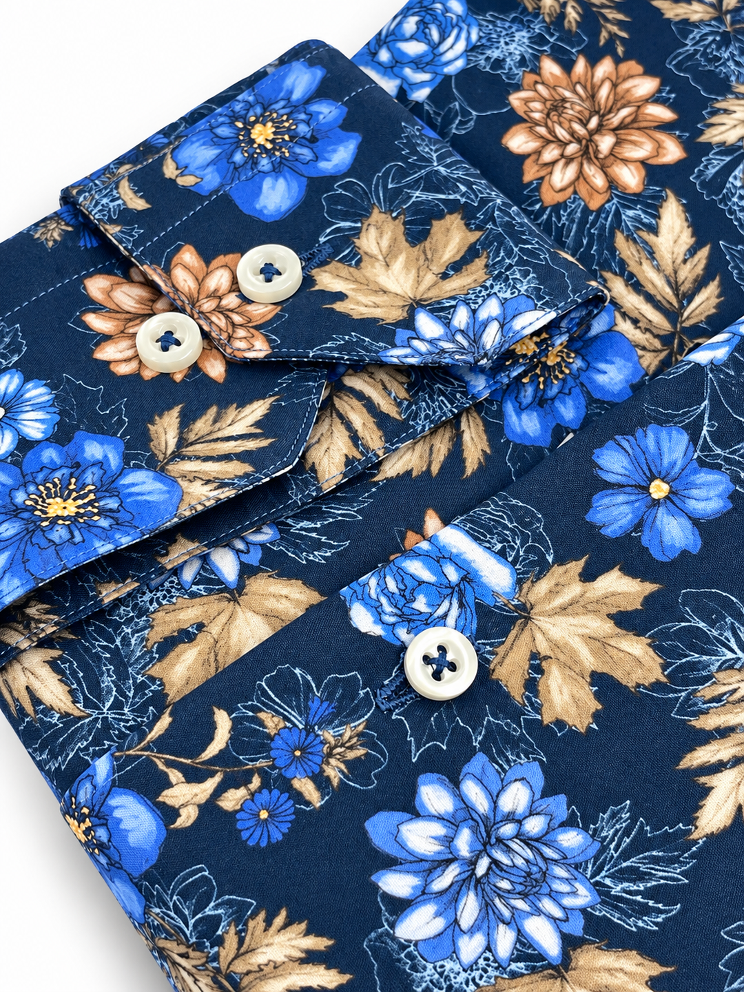 Midnatsblå blomster skjorte med cutaway krave - by davidk