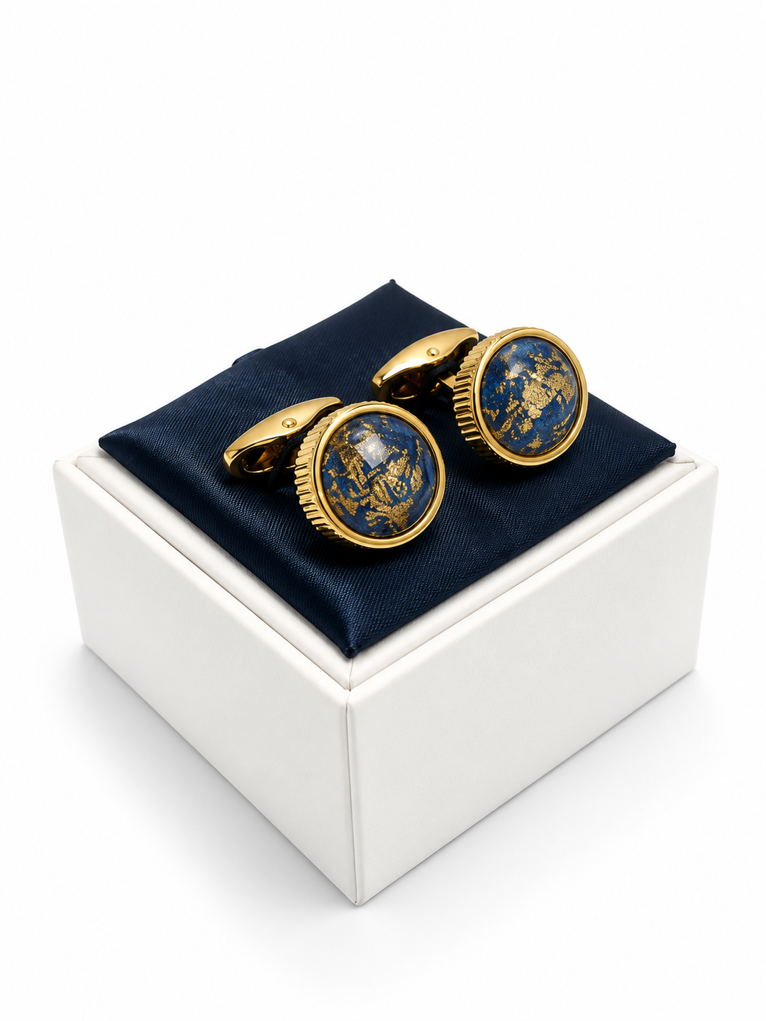 Cufflinks "ROUND BLACK" in silver/black