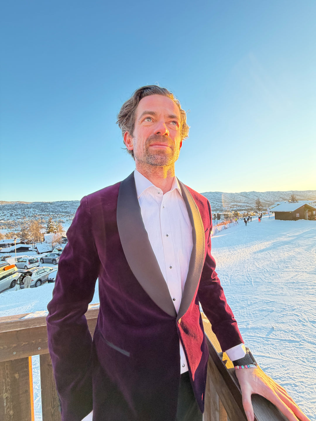 Velour Herrejakke Smokingjakke Eggplant Sjalsrevers