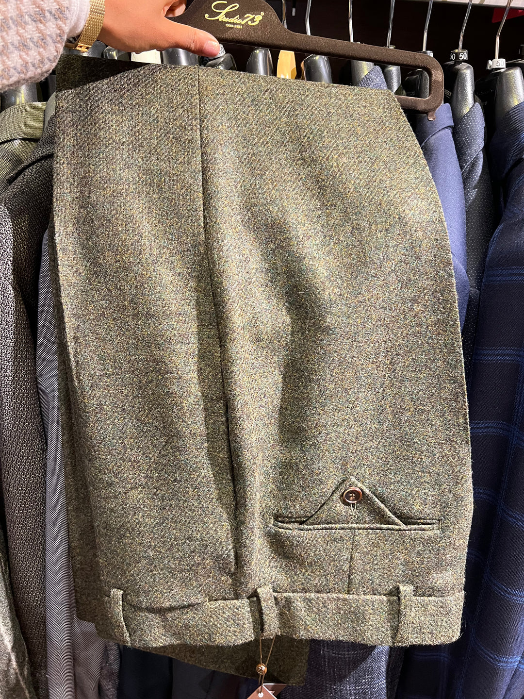 Grøn Safari Bukser i Tweed - Herrebukser