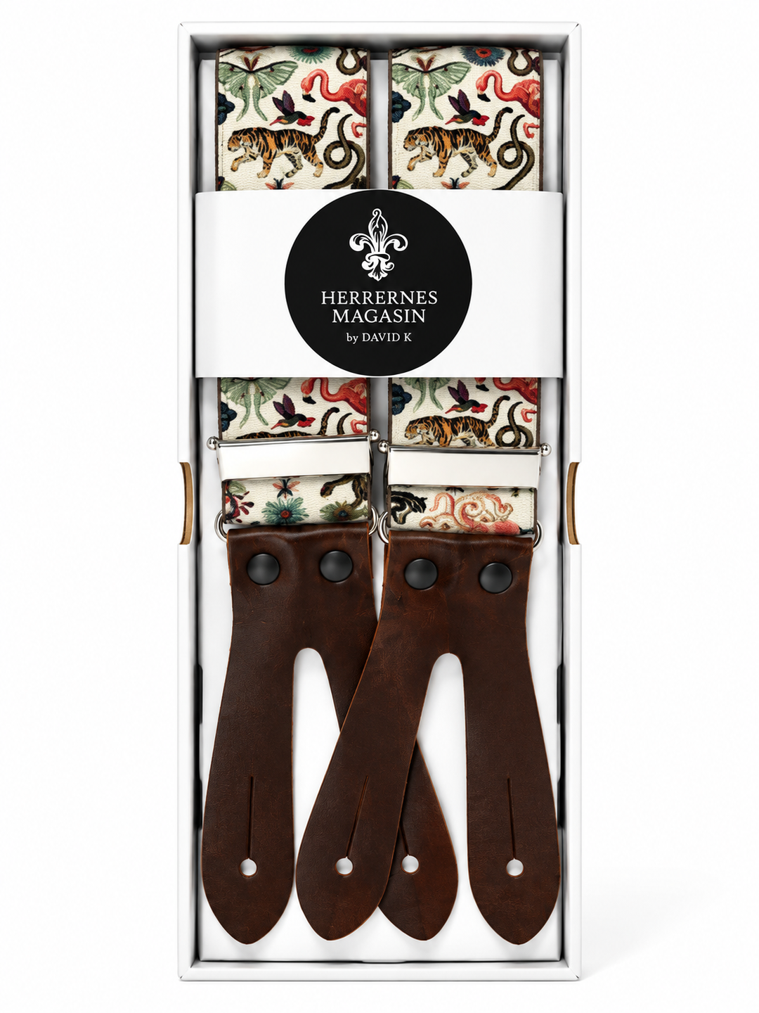Suspenders 35mm Beige with mixed dog breeds
