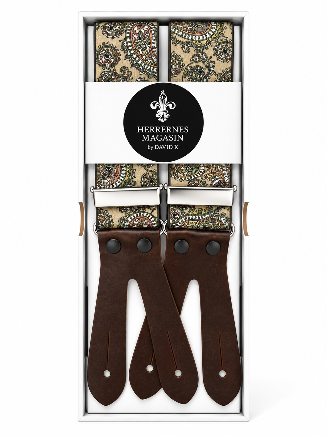Golden Paisley with Leather Straps - 35mm