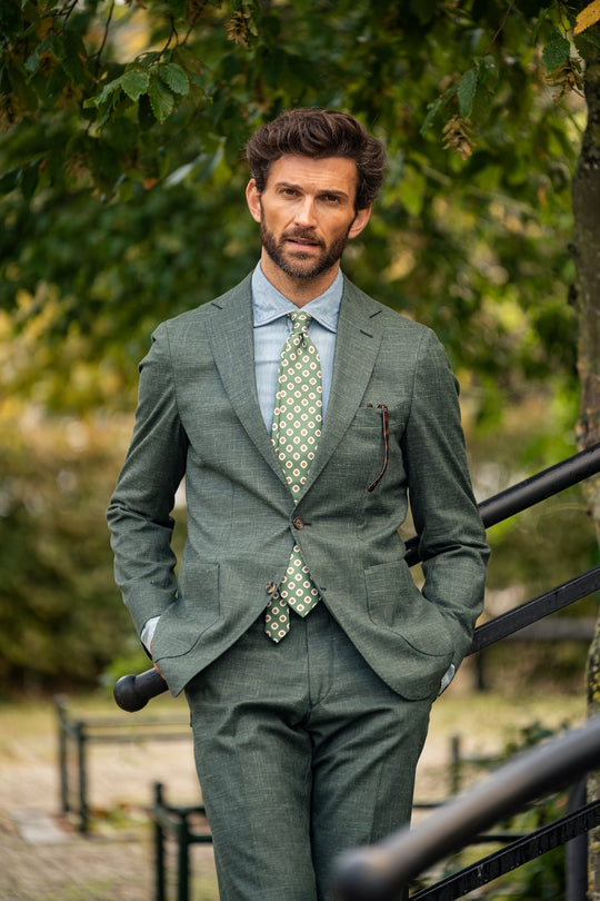 Green men's jacket - notch lapel